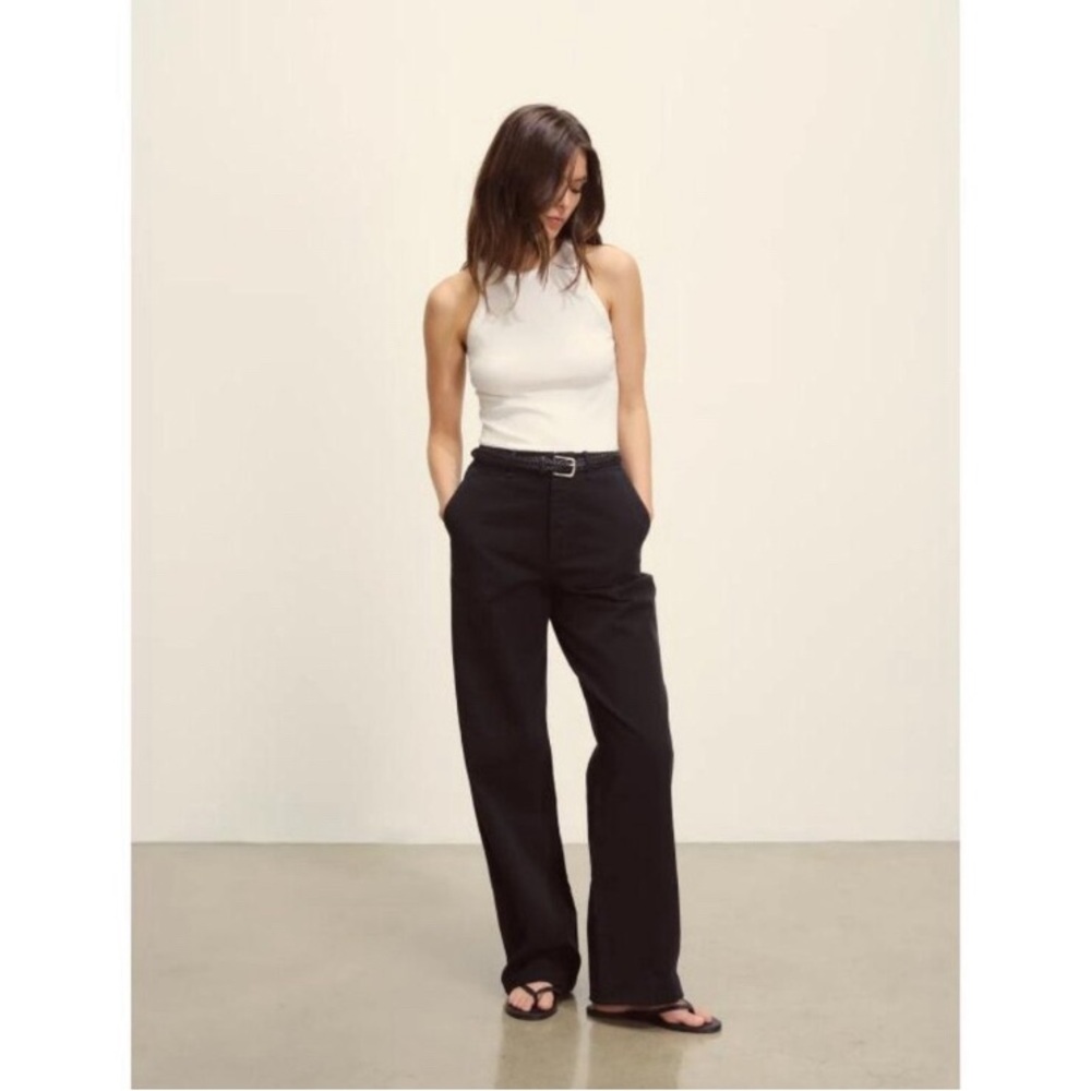 Buck Mason Baja Field Twill High Waisted Relaxed Chino in Deep Black